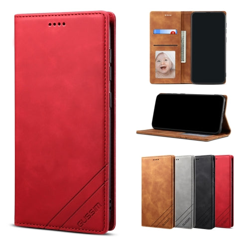 GUSSIM GS-001 Business Style Horizontal Flip Skin Feel PU Leather Case with Holder & Card Slots & Wallet & Photo Frame For iPhone X / XS(Red)