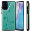 Cat Bee Embossing Pattern Shockproof Protective Case with Card Slots & Photo Frame For Samsung Galaxy Note20 (Green)