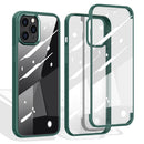 Double-sided Plastic Glass Protective Case For iPhone 12 mini(Green)