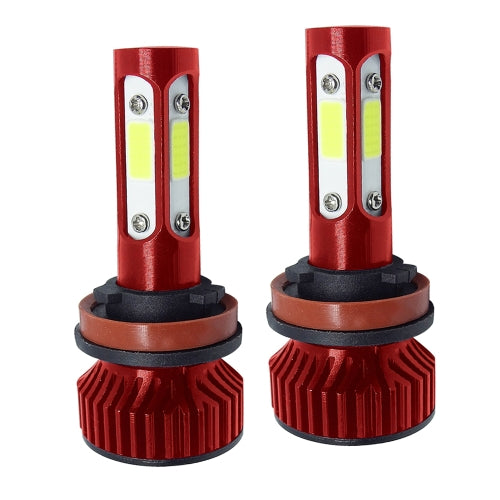 V4 H8 / H9 / H11 2 PCS DC9-36V 22W 2500LM 8000K Ice Blue Light IP68 Car LED Headlight Lamps(Red)