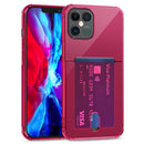 TPU Transparent Protective Case with Card Slots For iPhone 12 Mini(Wine Red)