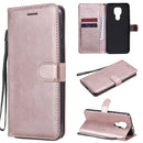 For Motorola Moto G9 Play Solid Color Horizontal Flip Protective Leather Case with Holder & Card Slots & Wallet & Photo Frame & Lanyard(Rose Gold)