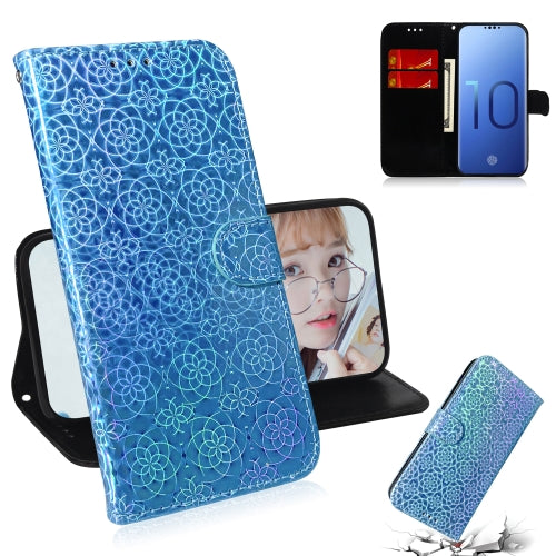 For Galaxy S10 Solid Color Colorful Magnetic Buckle Horizontal Flip PU Leather Case with Holder & Card Slots & Wallet & Lanyard(Blue)