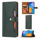 For Huawei P smart 2021 Calf Texture Double Fold Clasp Horizontal Flip Leather Case with Photo Frame & Holder & Card Slots & Wallet(Green)