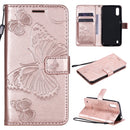 For Samsung Galaxy M01 3D Butterflies Embossing Pattern Horizontal Flip Leather Case with Holder & Card Slot & Wallet(Rose Gold)