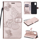 For Samsung Galaxy M51 3D Butterflies Embossing Pattern Horizontal Flip Leather Case with Holder & Card Slot & Wallet(Rose Gold)