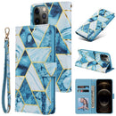 Marble Bronzing Stitching Horizontal Flip PU Leather Case with Holder & Card Slots & Wallet & Photo Frame For iPhone 12 Pro Max(Blue)