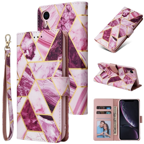 Marble Bronzing Stitching Horizontal Flip PU Leather Case with Holder & Card Slots & Wallet & Photo Frame For iPhone X / XS(Purple)