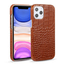 Head-layer Cowhide Leather Crocodile Texture Protective Case For iPhone 12 / 12 Pro(Brown)