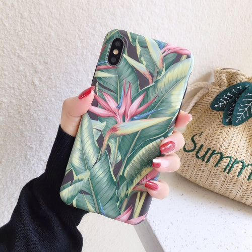 Painted IMD Matte TPU Phone Protective Case For iPhone XR(Banana Leaf)