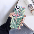 Painted IMD Matte TPU Phone Protective Case For iPhone 12 / 12 Pro(Banana Leaf)