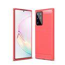 For Samsung Galaxy Note20 Ultra Brushed Texture Carbon Fiber TPU Case(Red)