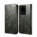 For Samsung Galaxy S20 UItra Simple Wax Crazy Horse Texture Horizontal Flip Leather Case with Card Slots & Wallet(Dark Green)