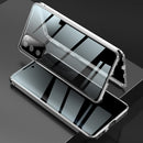 For Samsung Galaxy S20 FE 5G Four-corner Shockproof Anti-peeping Magnetic Metal Frame Double-sided Tempered Glass Case(Silver)