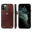 Shockproof PU Leather + TPU Protective Case with Card Slot & Lanyard For iPhone 12 / 12 Pro(Brown)