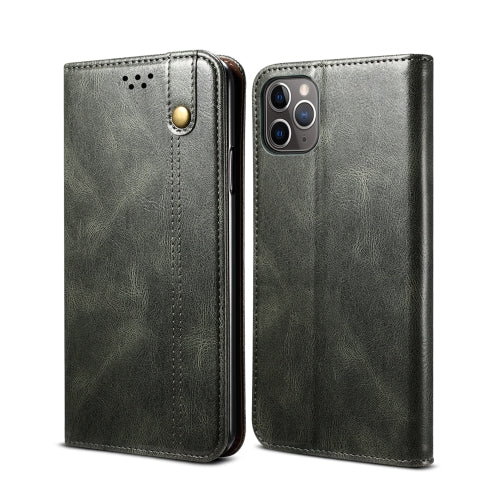 Simple Wax Crazy Horse Texture Horizontal Flip Leather Case with Card Slots & Wallet For iPhone 11 Pro(Dark Green)