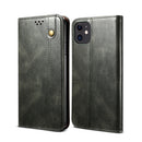 Simple Wax Crazy Horse Texture Horizontal Flip Leather Case with Card Slots & Wallet For iPhone 12 mini(Dark Green)