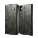 Simple Wax Crazy Horse Texture Horizontal Flip Leather Case with Card Slots & Wallet For iPhone XS Max(Dark Green)