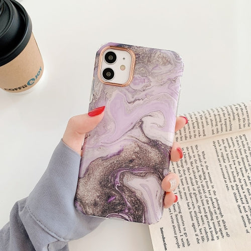 Marble Pattern Dual-side Laminating TPU Protective Case For iPhone 11 Pro(Purple Ash Flowing Gold)