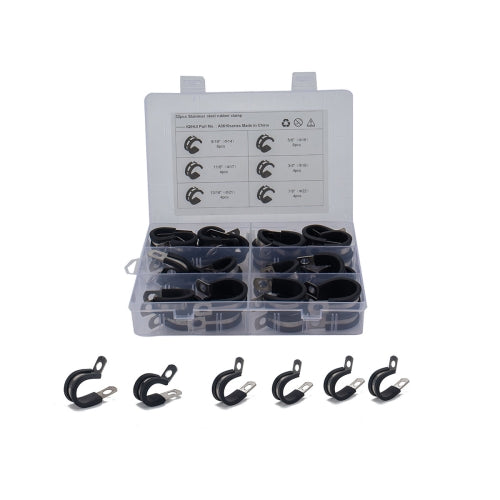 32 PCS Car Rubber Cushion Pipe Clamps 304 Stainless Steel Clamps