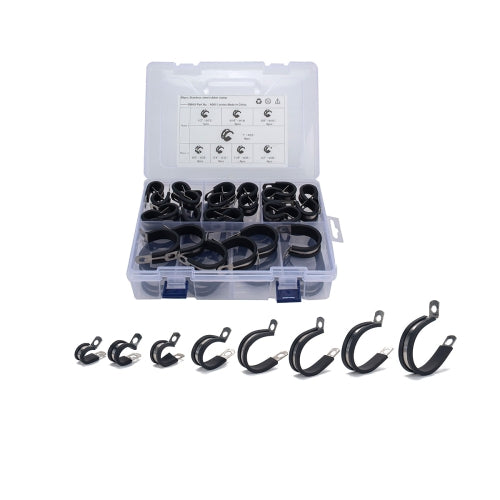 45 PCS Car Rubber Cushion Pipe Clamps 304 Stainless Steel Clamps
