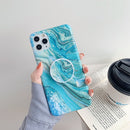 Frosted Marble Pattern Protective Case with Folding Holder For iPhone 12 Pro Max(Flow Color)