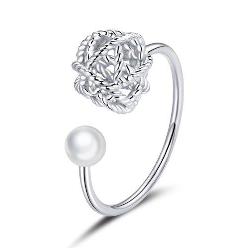 S925 Sterling Silver Simple Yarn Ball Women Open Ring