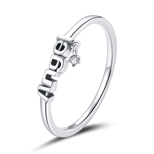 S925 Sterling Silver Angel Zircon Women Ring, Size:6