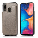 For Samsung Galaxy A20 / A30 Double Buckle Mandala Pattern PU+TPU Protective Case with Card Slots & Holder & Photo Frame(Grey)