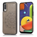 For Samsung Galaxy A50 / A50s Double Buckle Mandala Pattern PU+TPU Protective Case with Card Slots & Holder & Photo Frame(Grey)