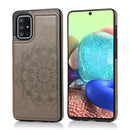For Samsung Galaxy A51 Double Buckle Mandala Pattern PU+TPU Protective Case with Card Slots & Holder & Photo Frame(Grey)