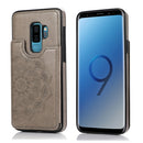 For Samsung Galaxy S9 Plus Double Buckle Mandala Pattern PU+TPU Protective Case with Card Slots & Holder & Photo Frame(Grey)