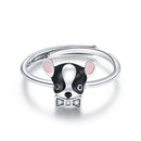 S925 Sterling Silver Cute Puppy Chihuahua Women Ring