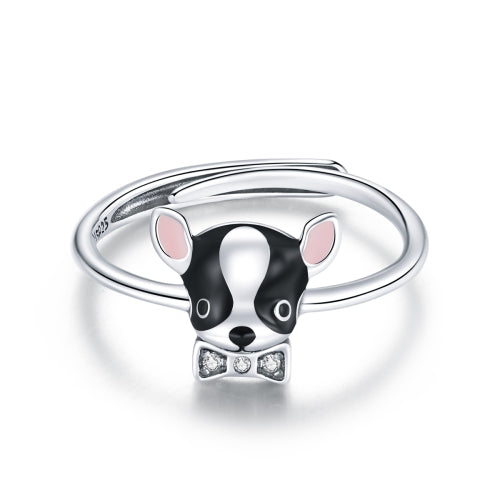 S925 Sterling Silver Cute Puppy Chihuahua Women Ring