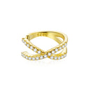 S925 Sterling Silver Simple Style Intertwined Lines Zircon Ear Clip Women Earrings(Gold)