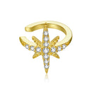 S925 Sterling Silver Simple Style Twinkling Stars Zircon Ear Clip Women Earrings(Gold)