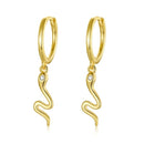 S925 Sterling Silver Simple Style Little Snake Ear Clasp Women Earrings(Gold)