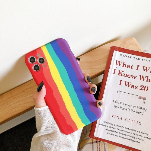 Shockproof Liquid TPU Pattern Protective Case For iPhone 11(Vertical Rainbow)