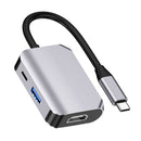 HW-6003 3 In 1 Type-C / USB-C to HDMI + PD + USB 3.0 Docking Station Adapter Converter(Grey)