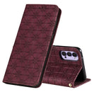 For OPPO Reno4 5G Lucky Flowers Embossing Pattern Magnetic Horizontal Flip Leather Case with Holder & Card Slots(Wine Red)