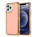 3 in 1 Dreamland Electroplating Solid Color TPU + Transparent Border Protective Case For iPhone 11 Pro(Pink)