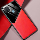 For OPPO A15 All-inclusive Leather + Organic Glass Protective Case with Metal Iron Sheet(Red)