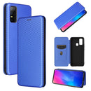 For DOOGEE N30 Carbon Fiber Texture Magnetic Horizontal Flip TPU + PC + PU Leather Case with Card Slot(Blue)