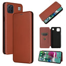 For LG K92 5G Carbon Fiber Texture Magnetic Horizontal Flip TPU + PC + PU Leather Case with Card Slot(Brown)