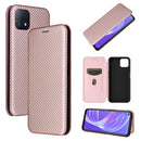 For OPPO A72 5G Carbon Fiber Texture Magnetic Horizontal Flip TPU + PC + PU Leather Case with Card Slot(Pink)