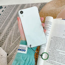 Non-frame Four-corner Shockproof PC Case with Finger Ring Strap For iPhone XR(Green)