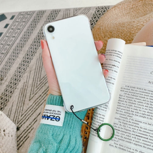 Non-frame Four-corner Shockproof PC Case with Finger Ring Strap For iPhone XR(Green)