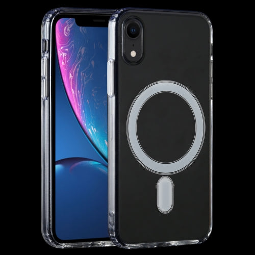 Magsafe Case Simple Magnetic Ring All-inclusive Clear Crystal Acrylic PC +TPU Shockproof Case For iPhone XR(Transparent)