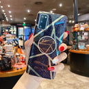 For Samsung Galaxy S20 Splicing Marble Pattern Gilding TPU Protective Case with Foldable Holder(Black)