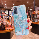 For Samsung Galaxy S20 Plus Splicing Marble Pattern Gilding TPU Protective Case with Foldable Holder(Green)